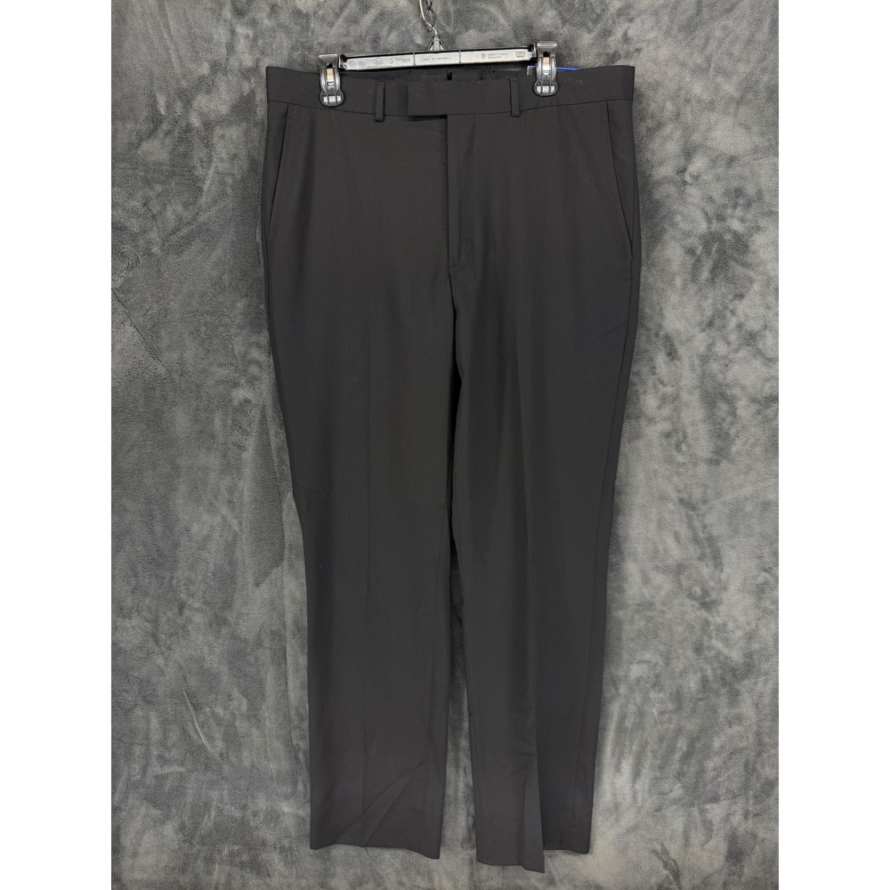 Kenneth Cole New York Mens Black‎ Wool Blend Dress Trousers 36x34 15CC0271 DQ812